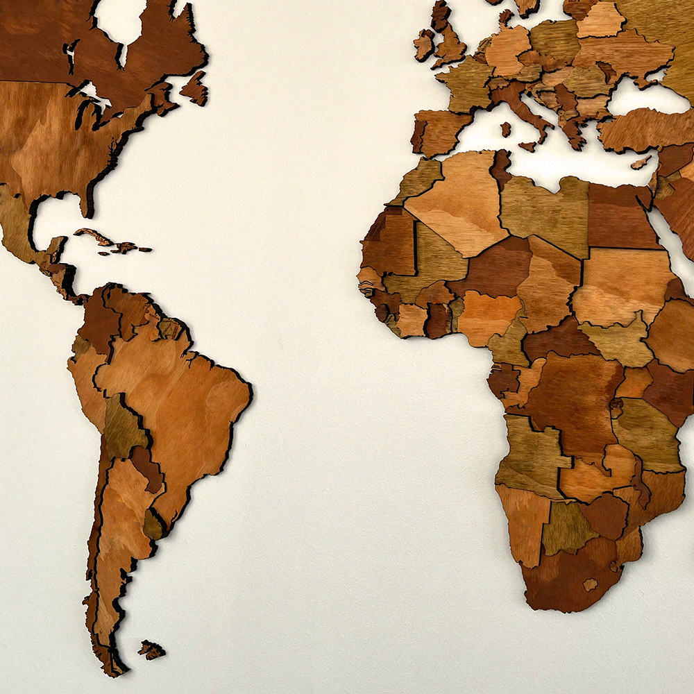 PLANISFERIO NOGAL DE MADERA 3D