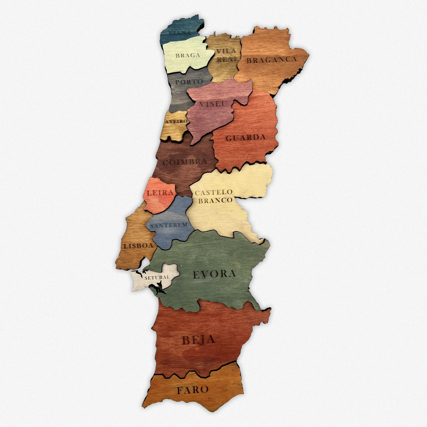 MAPA DE PORTUGAL DE MADERA 3D