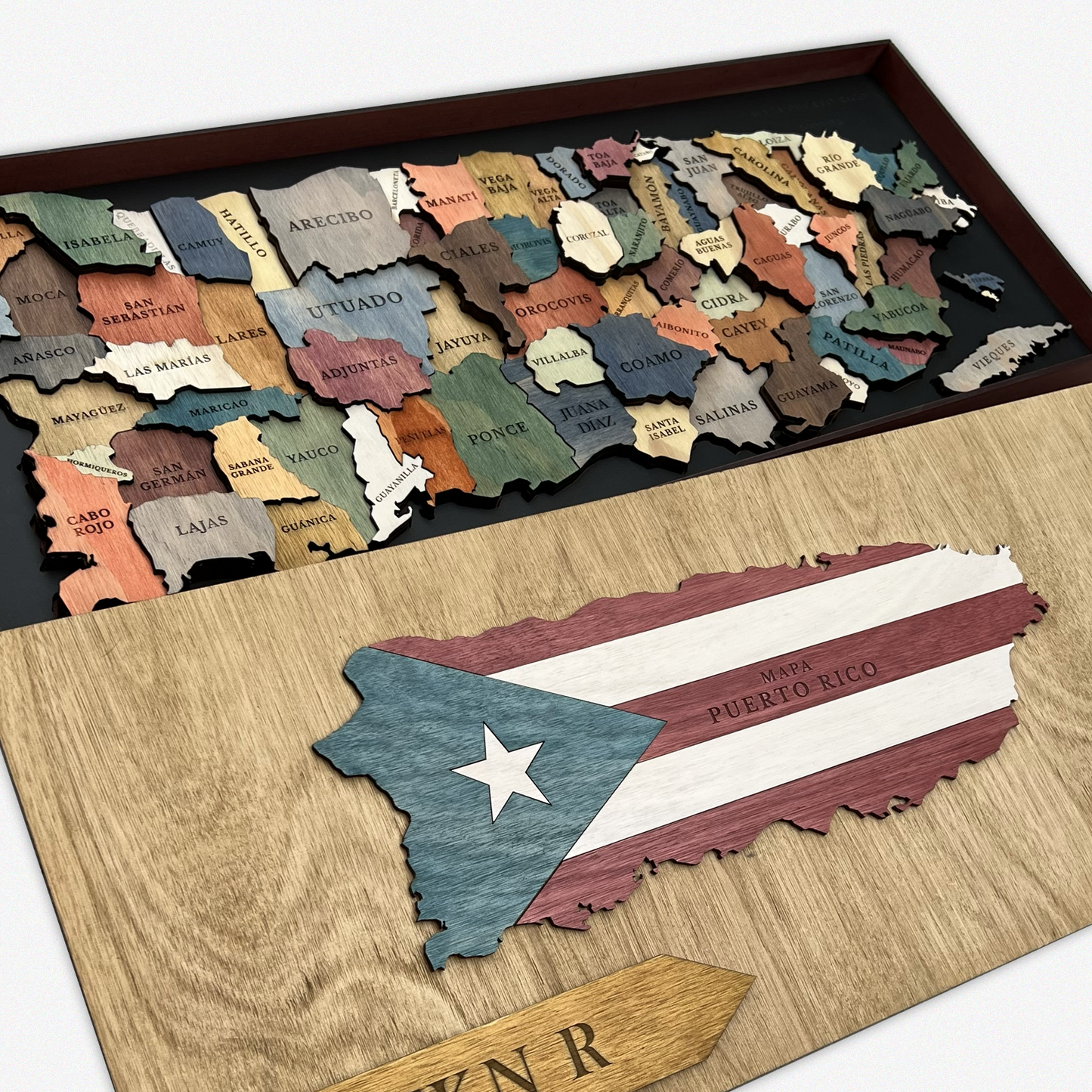 MAPA DE PUERTO RICO DE MADERA 3D