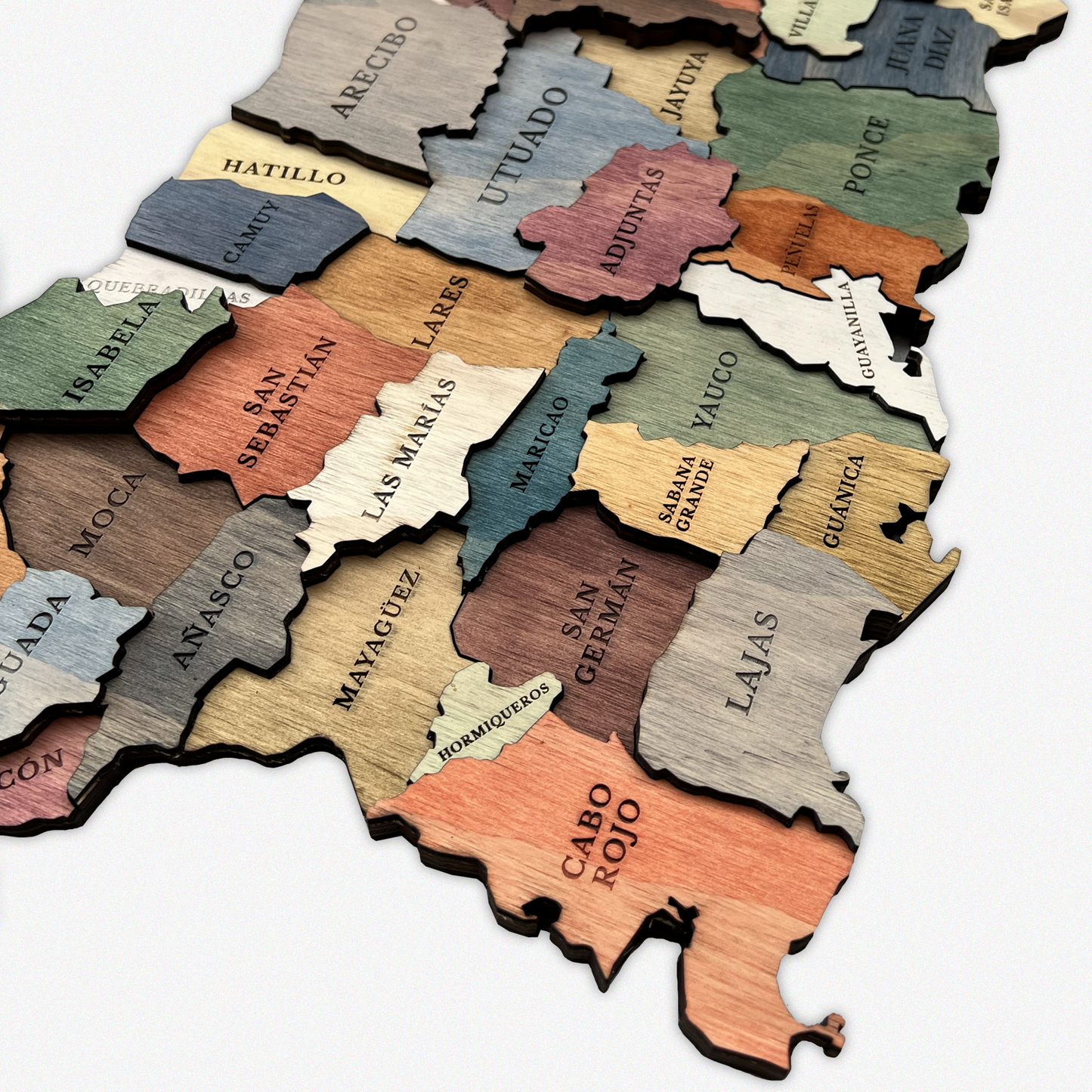 MAPA DE PUERTO RICO DE MADERA 3D