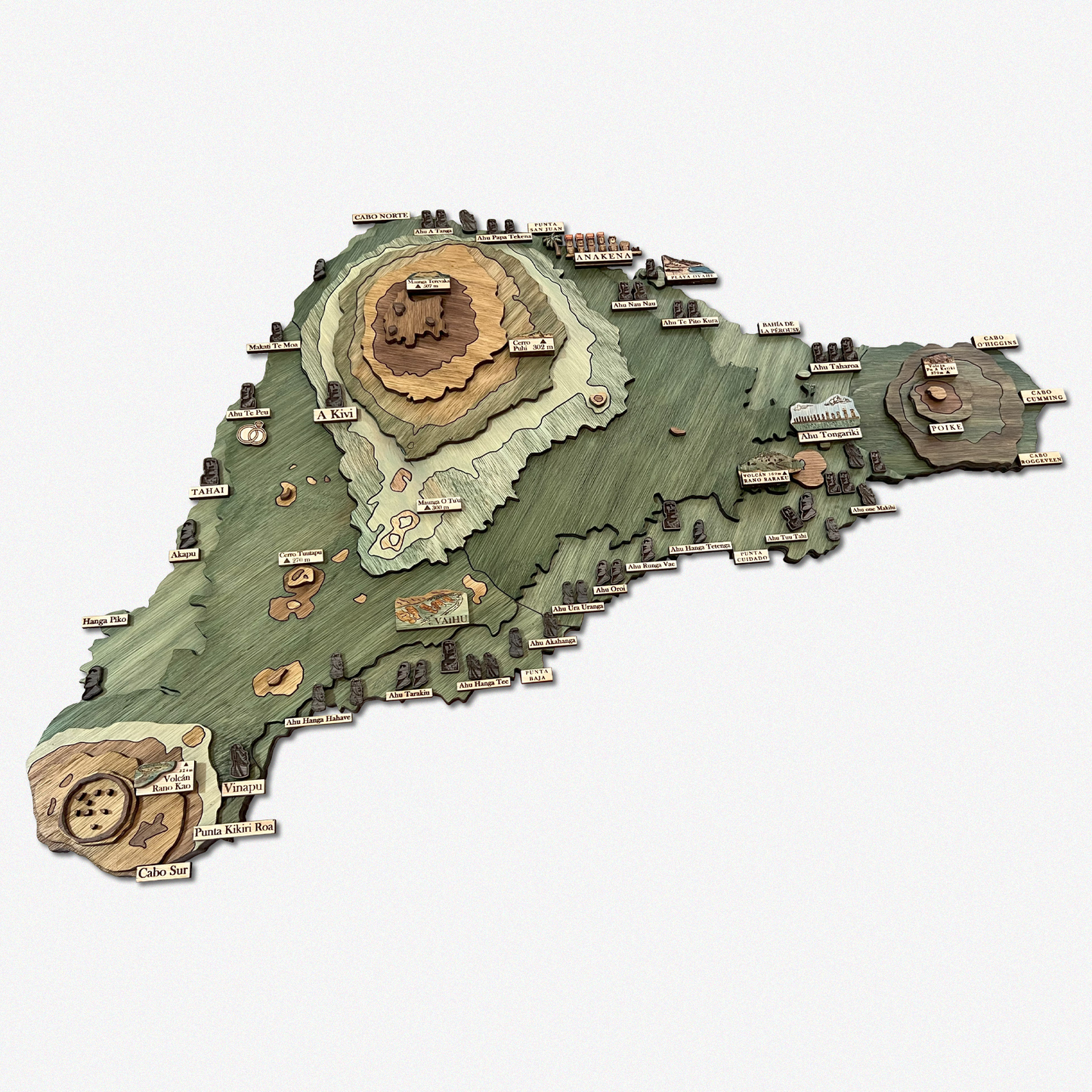 MAPA DE RAPA NUI EN MADERA 3D