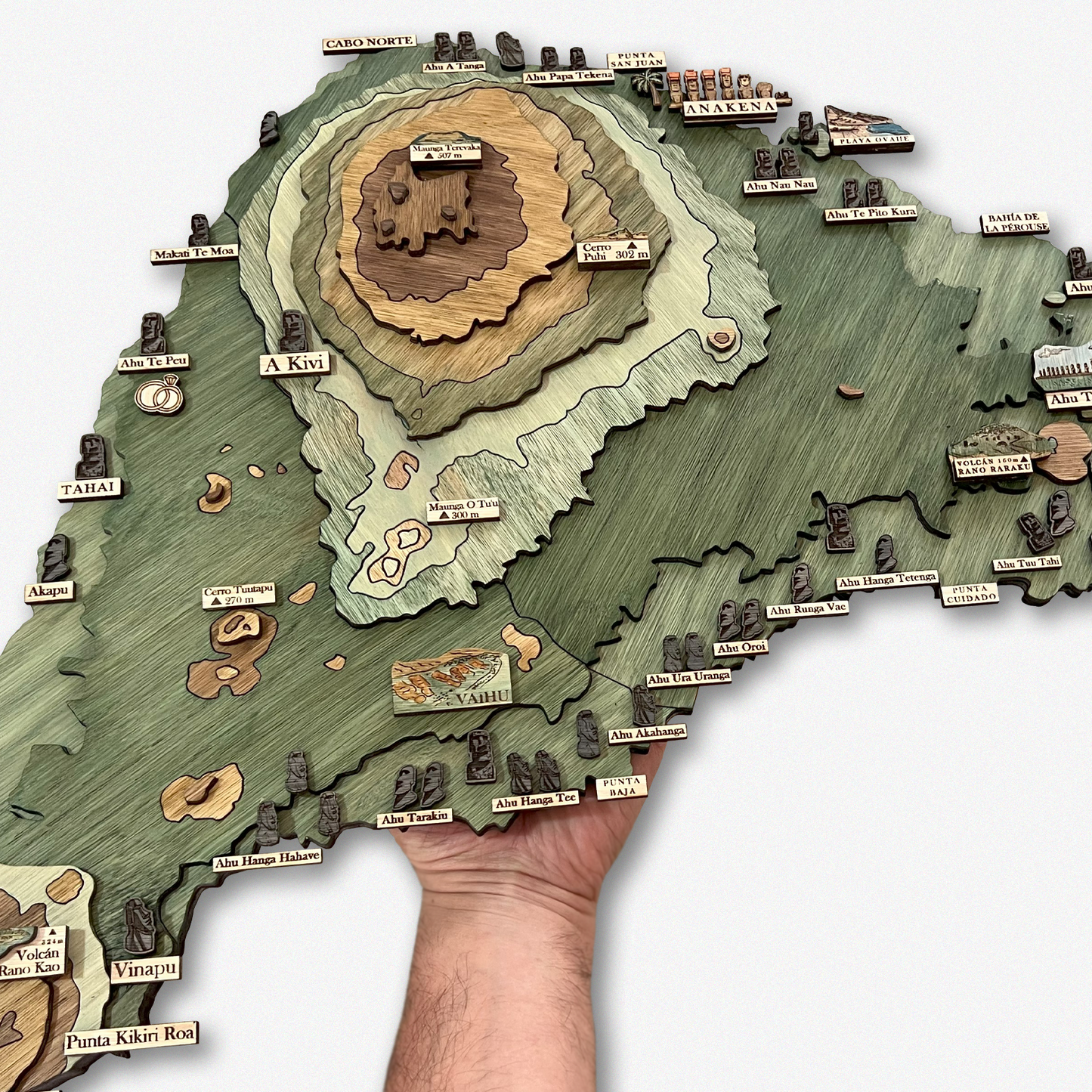MAPA DE RAPA NUI EN MADERA 3D