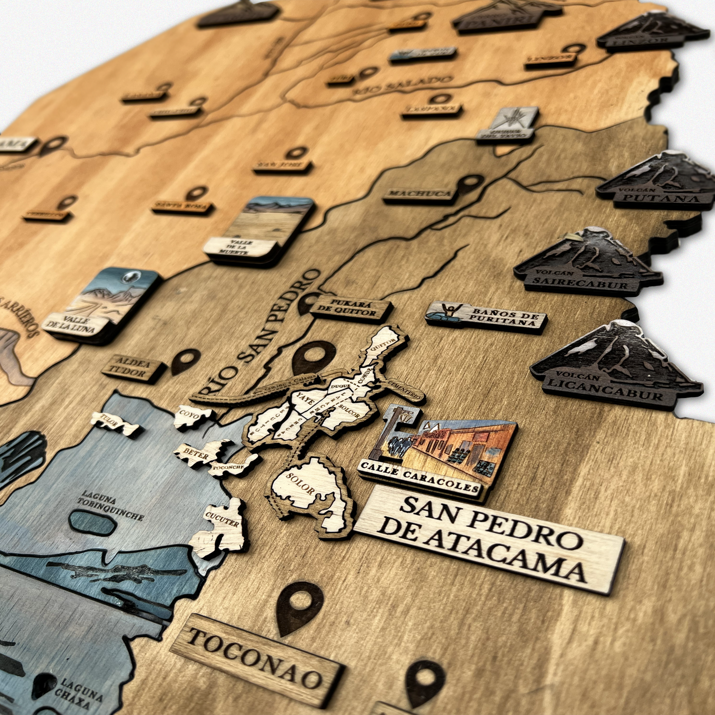 MAPA SAN PEDRO DE ATACAMA DE MADERA 3D