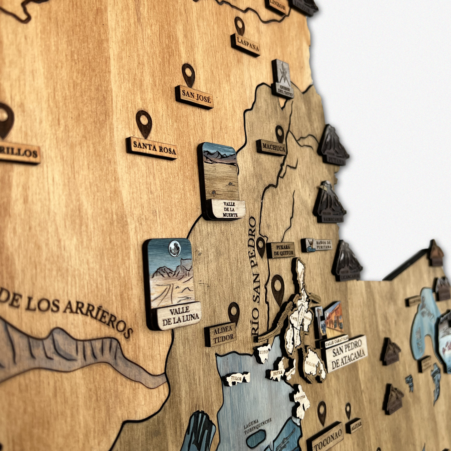 MAPA SAN PEDRO DE ATACAMA DE MADERA 3D