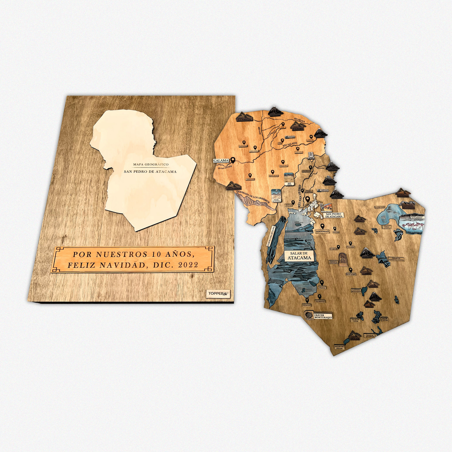 MAPA SAN PEDRO DE ATACAMA DE MADERA 3D
