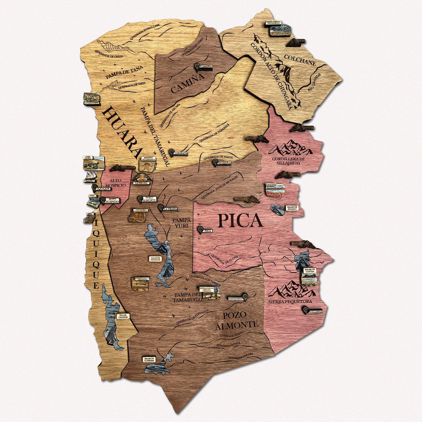 MAPA REGIÓN DE TARAPACÁ GEOGRÁFICO DE MADERA 3D