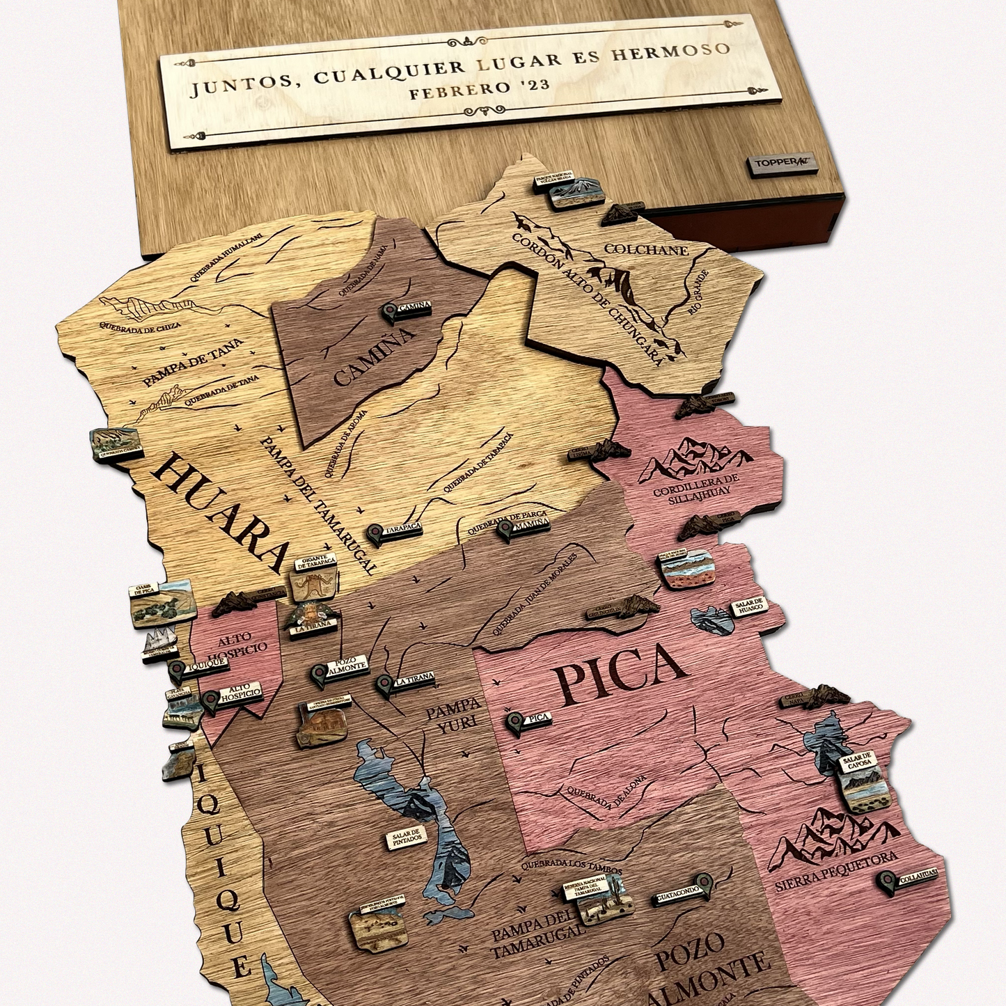 MAPA REGIÓN DE TARAPACÁ GEOGRÁFICO DE MADERA 3D