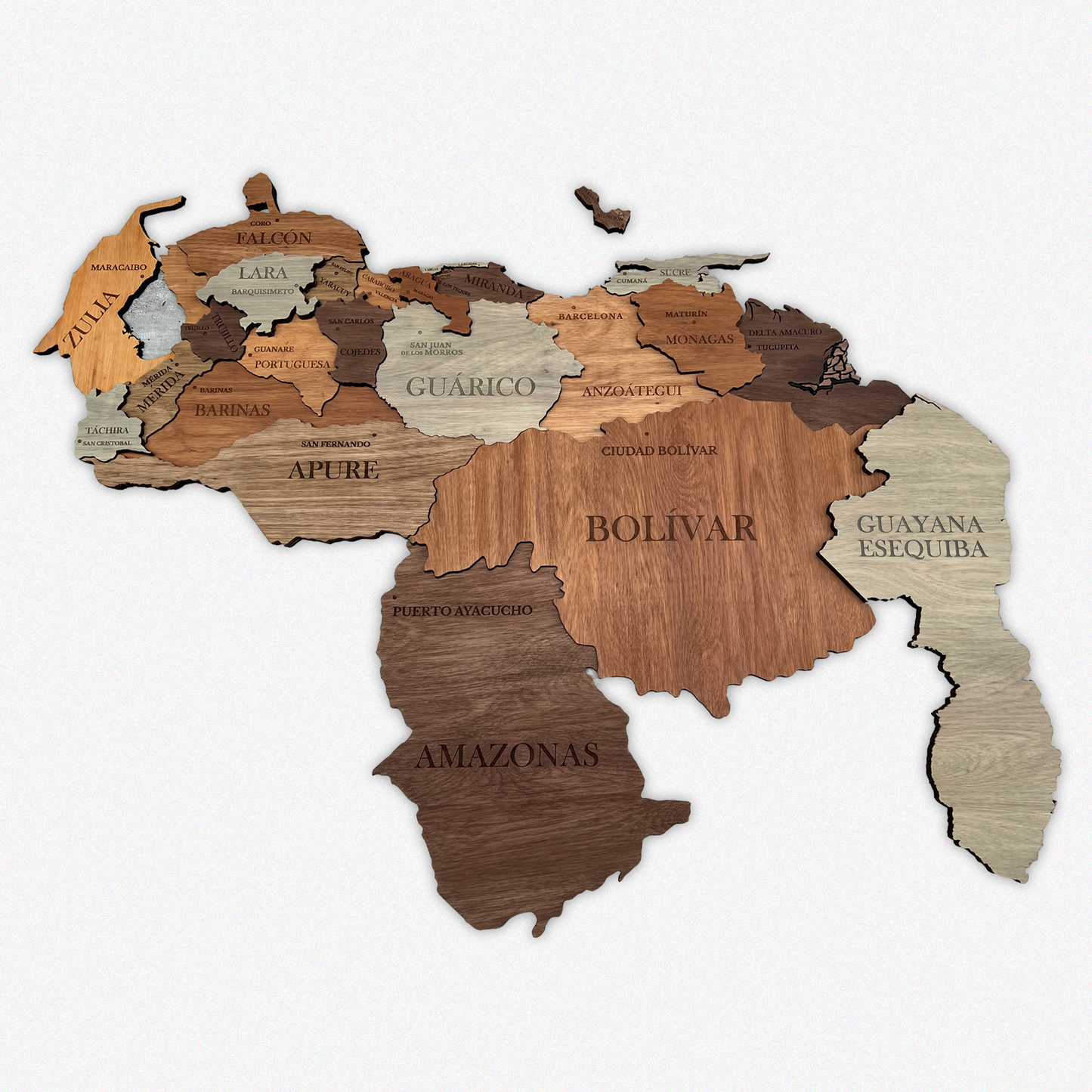 MAPA DE VENEZUELA DE MADERA 3D