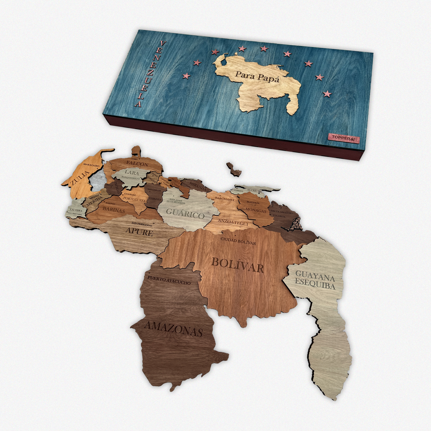 MAPA DE VENEZUELA DE MADERA 3D