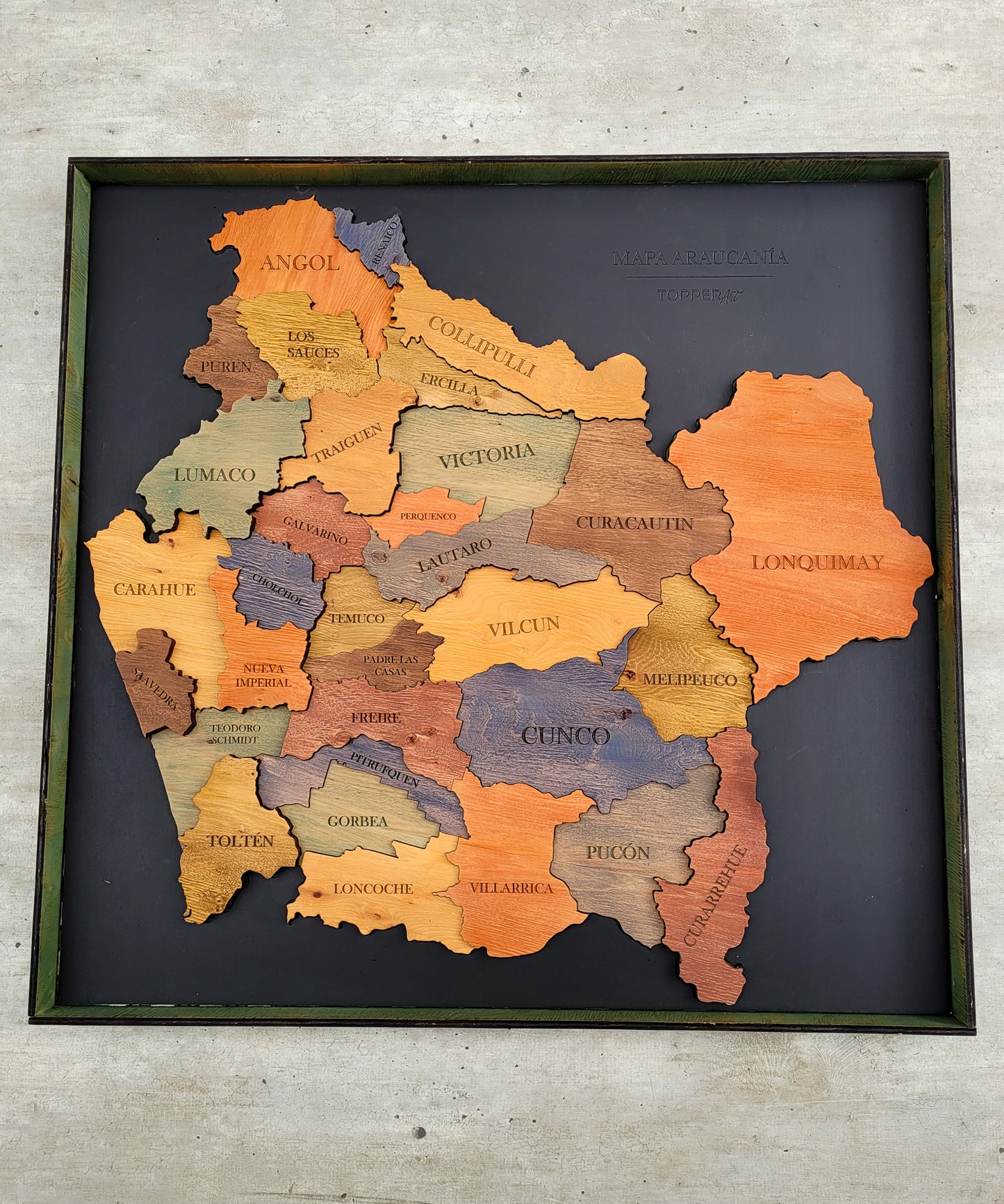 MAPA REGIÓN DE LA ARAUCANÍA DE MADERA 3D