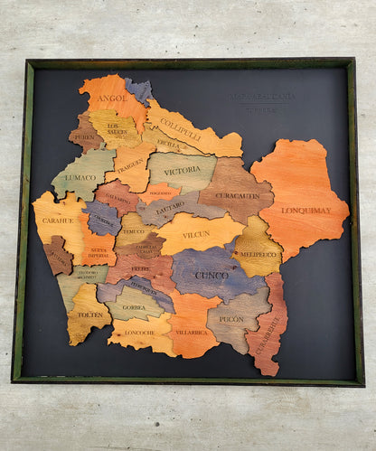 MAPA REGIÓN DE LA ARAUCANÍA DE MADERA 3D