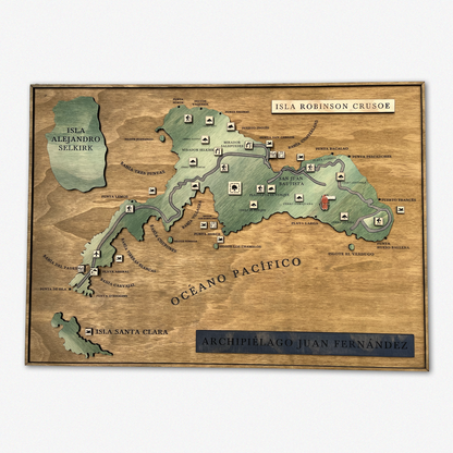 MAPA ARCHIPIÉLAGO JUAN FERNANDEZ DE MADERA 3D