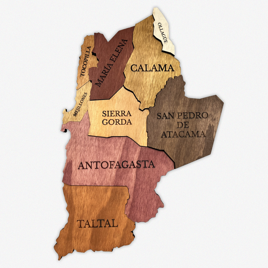 MAPA REGIÓN DE ANTOFAGASTA DE MADERA 3D