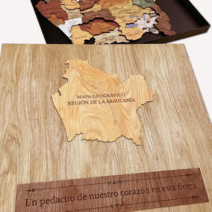 MAPA REGIÓN DE LA ARAUCANÍA GEOGRÁFICO DE MADERA 3D