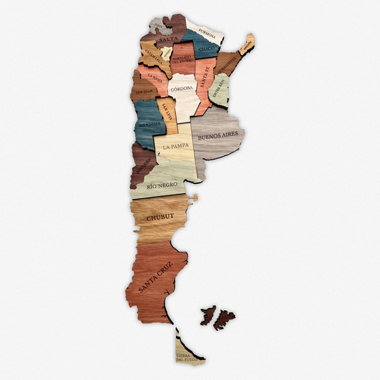 MAPA DE ARGENTINA DE MADERA 3D