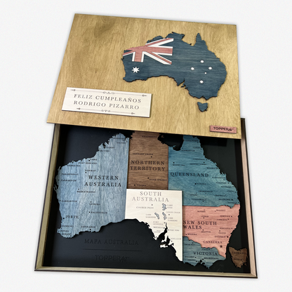 MAPA DE AUSTRALIA DE MADERA 3D