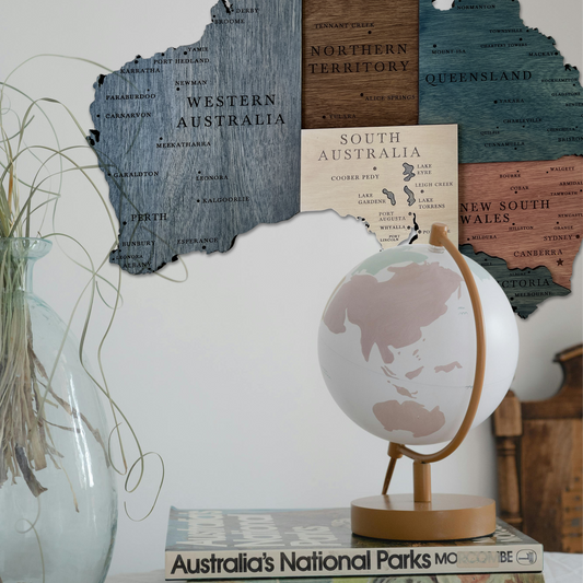 MAPA DE AUSTRALIA DE MADERA 3D