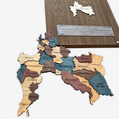 MAPA REGIÓN DEL BIO BÍO DE MADERA 3D