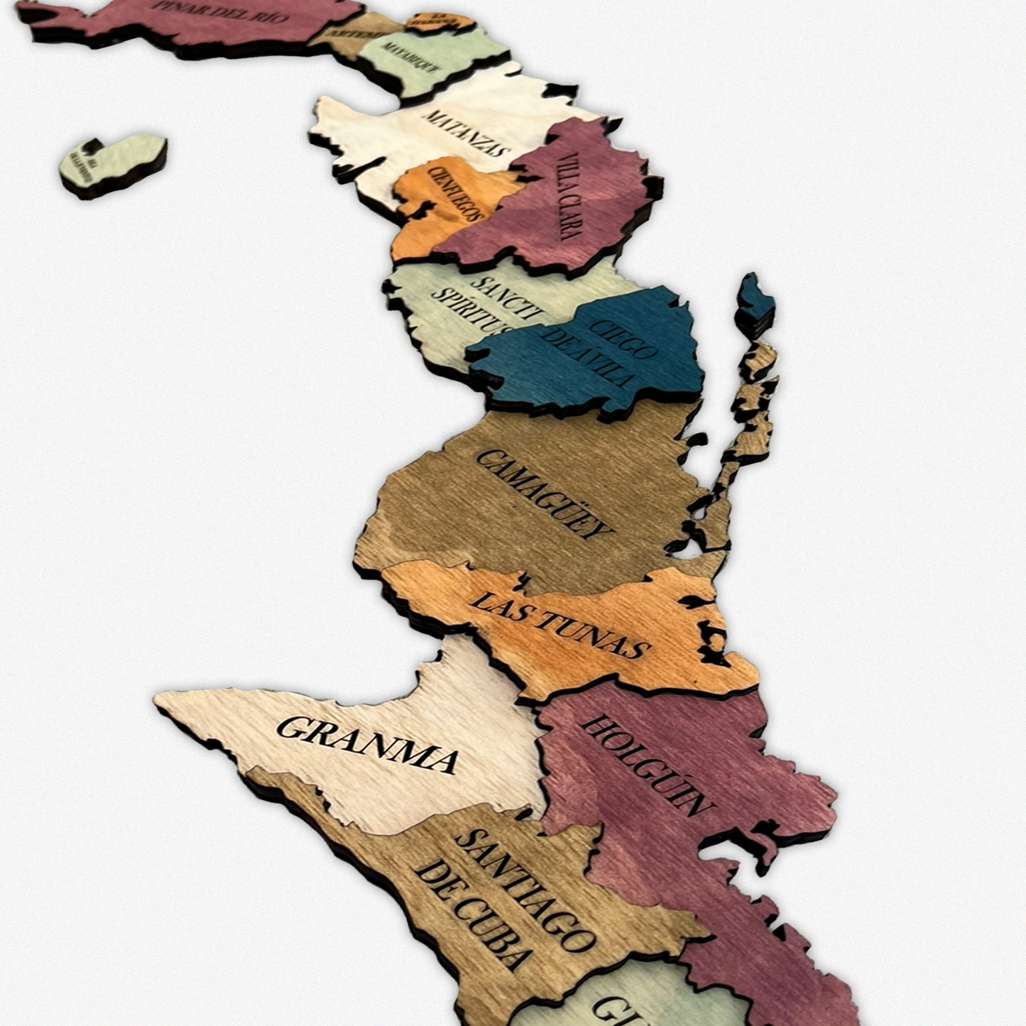 MAPA ISLA DE CUBA DE MADERA 3D