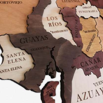 MAPA DE ECUADOR DE MADERA 3D