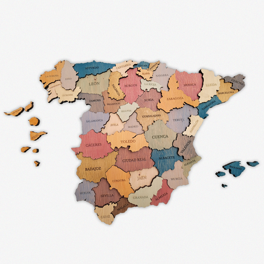 MAPA DE ESPAÑA DE MADERA 3D