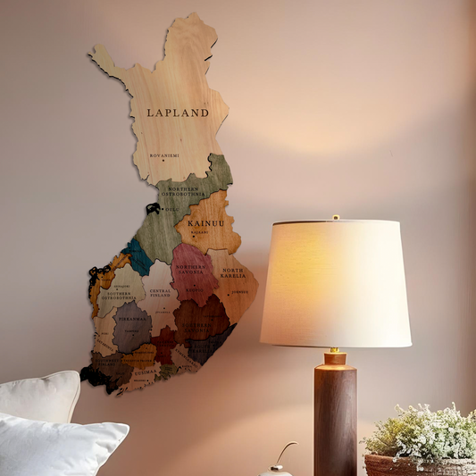 MAPA DE FINLANDIA DE MADERA 3D