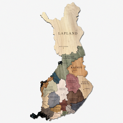 MAPA DE FINLANDIA DE MADERA 3D