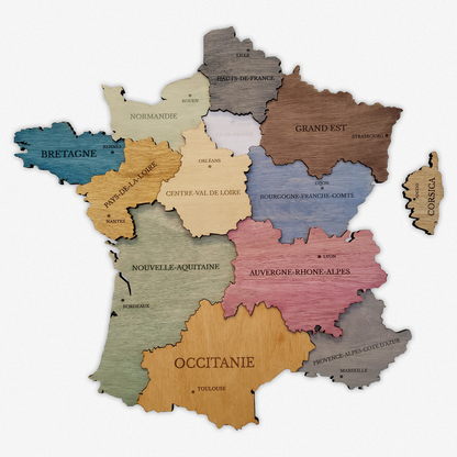 MAPA DE FRANCIA DE MADERA 3D