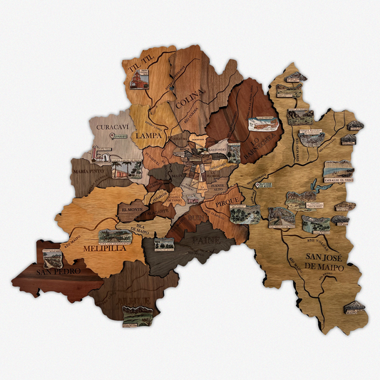 MAPA REGIÓN METROPOLITANA GEOGRÁFICO DE MADERA 3D