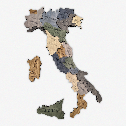 MAPA DE ITALIA DE MADERA 3D