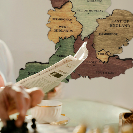 MAPA DE INGLATERRA DE MADERA 3D