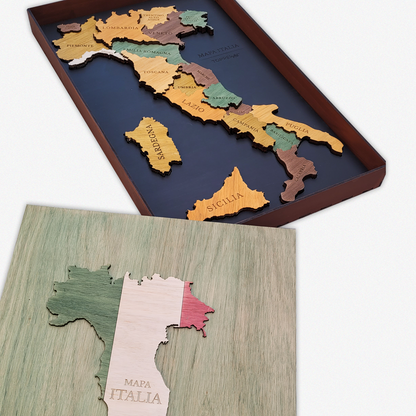 MAPA DE ITALIA DE MADERA 3D