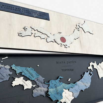 MAPA DE JAPÓN DE MADERA 3D