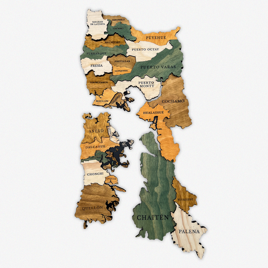 MAPA REGIÓN DE LOS LAGOS DE MADERA 3D