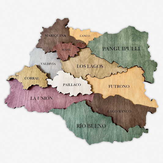 MAPA REGIÓN DE LOS RÍOS DE MADERA 3D