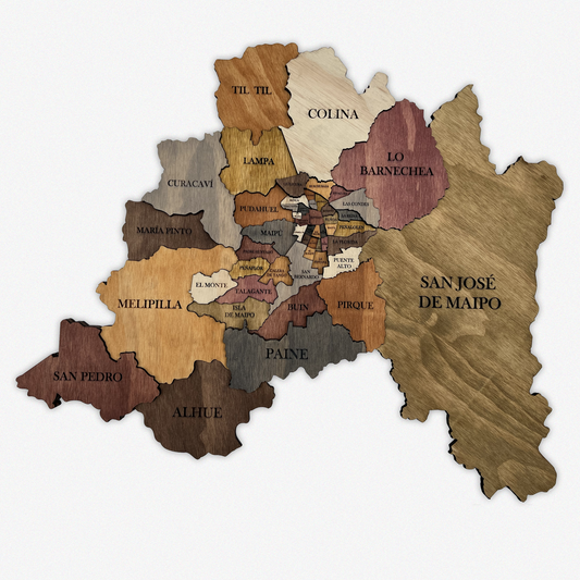 MAPA REGIÓN METROPOLITANA DE MADERA 3D
