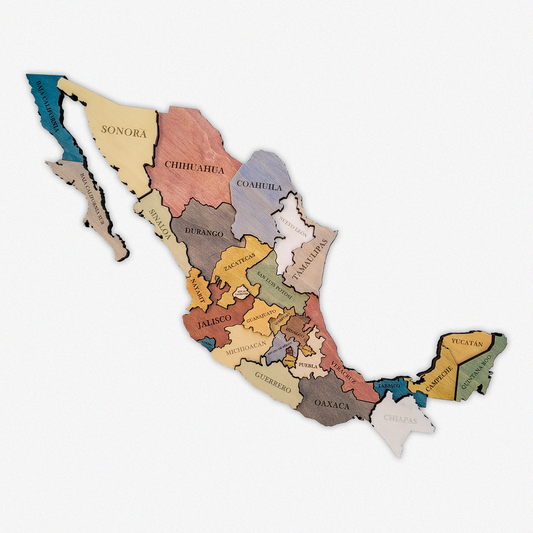 MAPA DE MÉXICO DE MADERA 3D