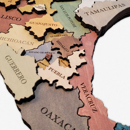MAPA DE MÉXICO DE MADERA 3D