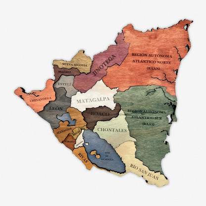 MAPA DE NICARAGUA DE MADERA 3D