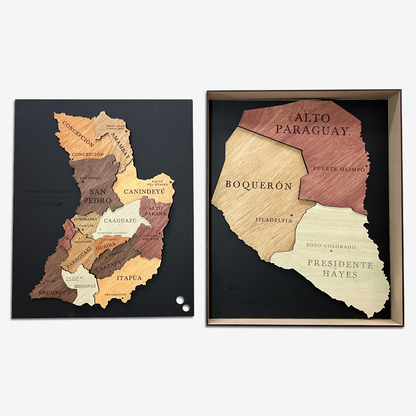 MAPA DE PARAGUAY DE MADERA 3D