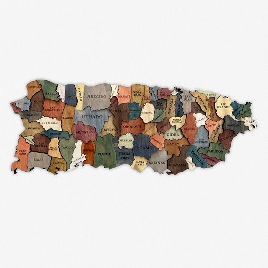 MAPA DE PUERTO RICO DE MADERA 3D