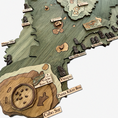 MAPA DE RAPA NUI EN MADERA 3D