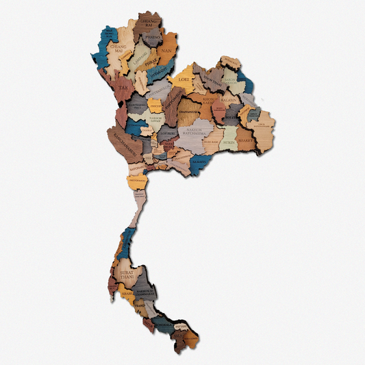 MAPA DE TAILANDIA DE MADERA 3D