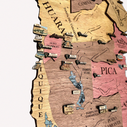 MAPA REGIÓN DE TARAPACÁ GEOGRÁFICO DE MADERA 3D
