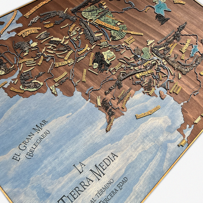MAPA TIERRA MEDIA DE MADERA 3D