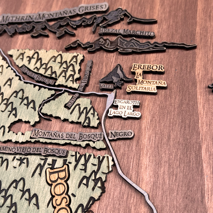 MAPA TIERRA MEDIA DE MADERA 3D