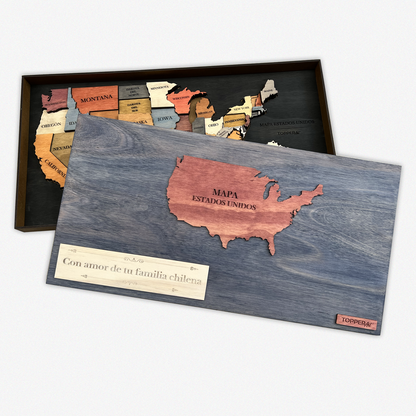 MAPA DE ESTADOS UNIDOS DE AMÉRICA DE MADERA 3D