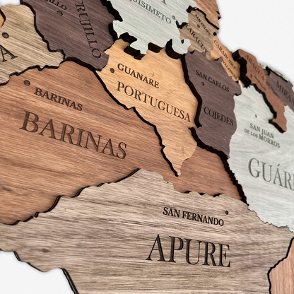 MAPA DE VENEZUELA DE MADERA 3D