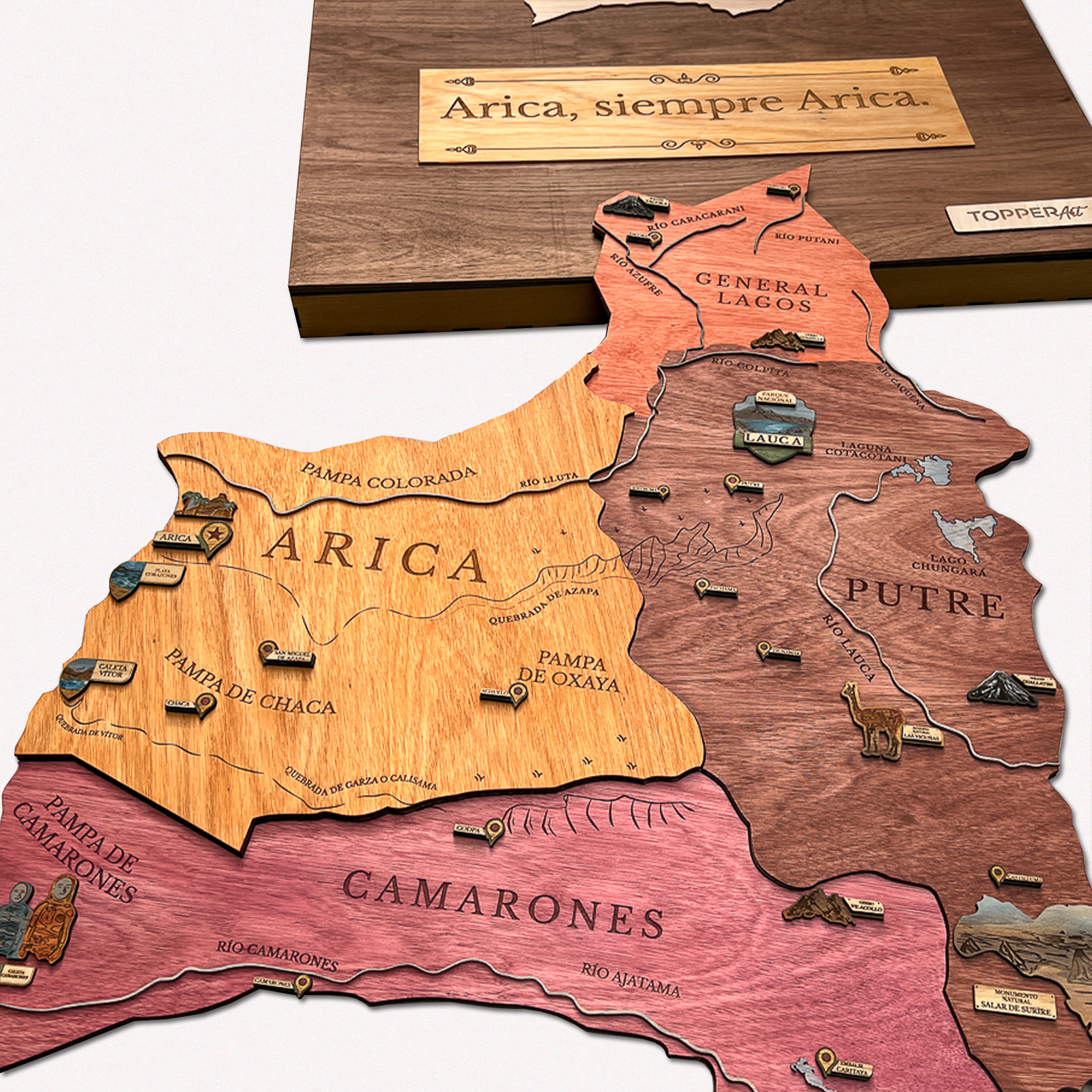 arica-03 Mapa Región de Arica Geográfico de Madera 3D - Imagen 3